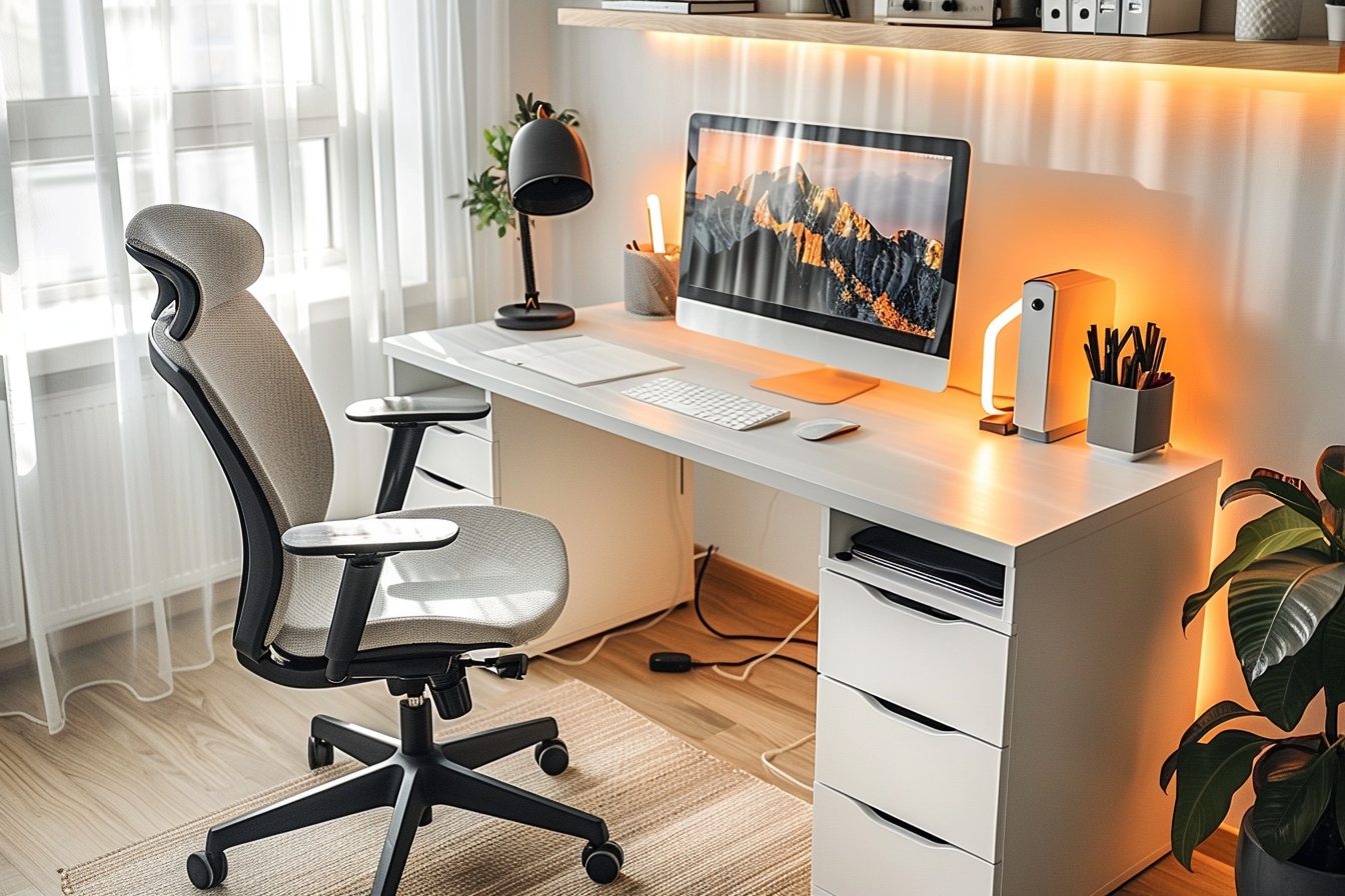 Stratégie efficace pour aménager un coin bureau fonctionnel dans un petit appartement illuminé et organisé.